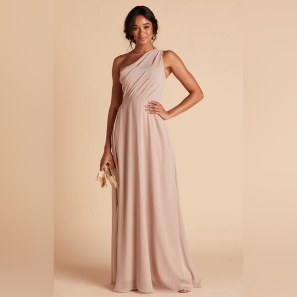 Birdy Grey Kira Chiffon Dress Taupe Formal Gown Bridesmaid Prom Dress - Picture 2 of 12